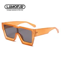 Солнцезащитные очки Lamopur Brand Design Негабаритная рамка цельного объектива 2021 Вечеринка Вечернее время Автопортрет Вождение для женщин 312