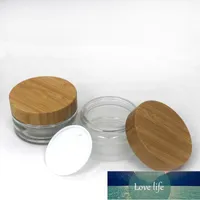 Garrafas de armazenamento frascos 100g vidro transparente fosco tampa de bambu de madeira tampa de grão creme frasco cosmético face máscara embalagem recipiente1 Preço de fábrica