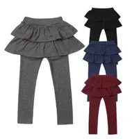 Pantolon FocusNorm 2-8Y Çocuk Kız Sıcak Sevimli Kek Culottes Tayt ile Fırfır Tutu Katı Pamuklu Etek Pantolon