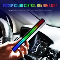 32LED 음성 활성화 픽업 리듬 라이트 자동차 분위기 데스크탑 오디오 스펙트럼 RGB 다채로운 LED 사운드 음악 USB 조명 조정