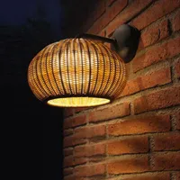 벽 램프 수제 대나무 등나무 아트 램프 현대 일본 LED 거실 침실 복도 빌라 조명 안뜰 야외 빛 그늘