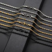 Cadenas de collar de hiphop punk de cuerda retorcida de acero inoxidable para mujeres regalo de oro plateado plateado negro de diseñador sudamericano collares de joyería de joyería de gargantilla