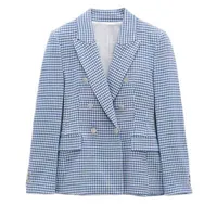women's suit Diyig Woman Spring New ladies'fashion Bird Plaid Double-Breasted Casual Pak Jas 22 1220