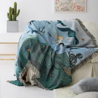 Cobertor da toalha do sofá da sereia para o sofá do sofá do sofá Slipcover decorativo lança o tapete do avião de costura retangular