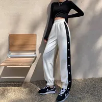 Kadın Geniş Bacak Flare Yığılmış Dantelli Pantolon Buton Up Yüksek Bel Tozluk Pantolon Spor Seksi Eşofman Sweatpants Bayan Capris