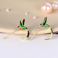 도착 스타일 비행 Hummingbird가 기름진 귀걸이 패션 동물 보석 구리는 녹슬지 않습니다 귀여운 새 스터드