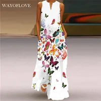 Wayoflove ed white dress casual plus size long es verano mujer sin mangas niñas playa maxi mujeres 210701