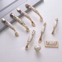 New Chinese golden pattern classical closet ceramic bedside drawer wardrobe cabinet door handle