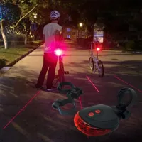 Luces de bicicleta trasera 5 LED impermeable Lámpara de la luz de la bicicleta parpadeando Ligh Amp deportes; Láser al aire libre