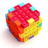 DIY Push Bubble Puzzles Fidget Speelgoed Partij Gunst Siliconen Sensory Cube Poppers Popper Bubbles Kids Board Game Squeeze Decompressy Toy for Autism Angst