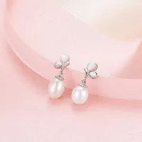 Stud 925 Sterling Silver Vendita Butterfly Tearrop Orecchini perla d'acqua dolce per le donne gioielli orecchini aros aretes kolczyki.