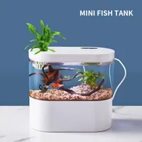 Aquariums Living Room Small Goldfish Tank Desk Top Integrated Bottom Filter Circulation Ecological Free Ship Aquarium Fish