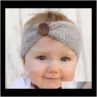 Jóias de cabelo jóias moda bebê fita faixa de malha criança menino crochet headwrap com botão decoração nascido orelha infantil aquecedor headwear 10 colo