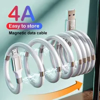 磁気ロープ高速充電ケーブル同期コード4A USBケーブルデータラインマイクロタイプ-C充電器用iPhoneサムスンXiaomi Huawei
