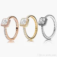 Kvinnors 925 Sterling Silver Wedding Rings Cubic Zirconia Diamonds för Pandora Style Sparkle Halo Ring Big CZ Diamond SetSwith Original Ladies Present med Original Box