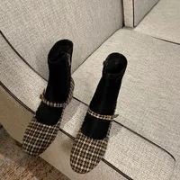 Botlar kadın gingham patchwork kış ayakkabıları Kore tarzı Mary Jane Kadın Ayakkabı All Maçlı Bayan Ayak Bileği Bota Scarpe Donna