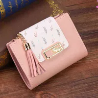Nxy Wallets Fashion Women's Tassel Short for Woman Mini Coin Purse Ladies Clutch Small Female Pu Leather Card Holder 0126