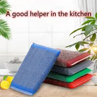 Pratique en acier inoxydable fil éponge éponge en tissu de cuisine décontamination propre bol / plats / pinceau outil de nettoyage de ménage