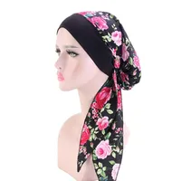 Mode gedruckt Blumen Frauen Inner Hijabs Kappe Muslimischer Kopfschal Turban Motorhaube bereit, Damen Wrap unter Hijab Caps Tuch zu tragen