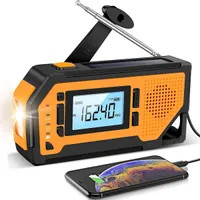 Emergency Solar Hand Crank Radio AM/FM/NOAA Weather Portable Survival with LED Flashlight Cell Phone Charger SOS
