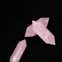 Zufälliger 1 stück Natürlicher Rosenquarz doppelt terminierte Zauberstäbe Kristallpunkte Rosa Reiki