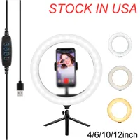 6 "Dual Ring Licht, dimmbare LED Selfie Ringlight Tripod Stand Three Phone Holders, 3 Lights Modi Makeup Beleuchtung mit Fernbedienung für Live-Stream