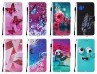 Flower Portemonnee Lederen Cases voor iPhone 13 12 Mini 11 PRO XS MAX XR X 8 7 6 Plus iPad Touch 5 Butterfly Geometry Panda Cat Heart Heart Love ID Card Slot Flip Cover