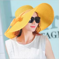 Bayanlar Yaz Şapkaları Kadınlar için Brim Marka Saman Ile Plaj Güneş Disket Sunhat, Chapeau Femme, Chapeu de Praia Geniş