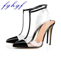 FGHGF женские сандалии, 11 см заостренные прозрачные черные и красные являются необязательными для свадебных вечеринок Sandals1