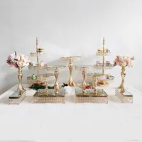 Andra bakeware 3-15pcs Crystal Cake Stand Set Metal Mirror Cupcake Decorations Dessert Pedestal Wedding Party Display Tray