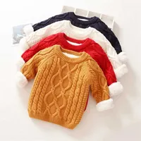 Kids Boys Girls Sweater Winter Thick Warm Add Wool Baby Boy Spring Long Sleeve Knitwear Tops Clothes 220118