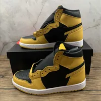 1 hög och pollen basket skor jumpman 1s mens gul svart sport sneakers storlek US7-13