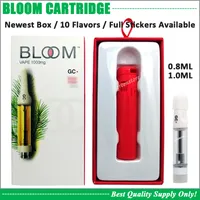 Premium Bloom Kartuşu Distilat Vape 0.8 ml Pyrex Cam Seramik Bobin Kalın Yağ 510 Batarya Atomizer Ağır Hitters