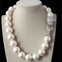 Tremendo catena maglione Bella enorme genuino 16mm bianco 14mm nero Sea sud conchiglia perla collana gioielli 45cm 220218