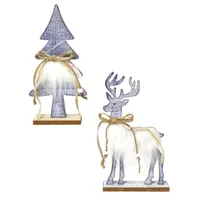 Decoraciones navideñas 2 unids Árbol de Navidad alces Adorno de adornos de madera Decoración de peluche de madera Adorno Gris