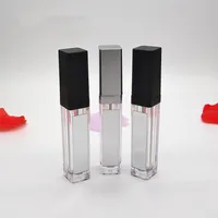 7ML LED Empty Lip Gloss Tubes Square Clear Lipgloss Refillable Bottles Container Plastic Makeup Packaging with Mirror and Light DHL freea21