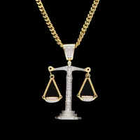 Pendant Necklaces Hip Hop CZ Zircon Paved Bling Iced Out Pyramid Anubis Balance Of Judgement Pendants Necklace For Men Jewelry Gold Colo