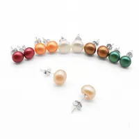 925 Sterling Zilveren Stud Pearl Oorbellen Zoetwater Cultured Button Pearls Love Wish Earring for Women Sieraden