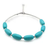2021 New Style Rice Gemstone Beaded Bracelet Strand Oval Stone Bangle Jewelry Gift for Women