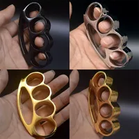 Alloy Round Head Knuckle Protective Gear Thickening Ring Self Defense Knuckles Dusters Four Fingers Martial Art Gold Sliver Women And 865