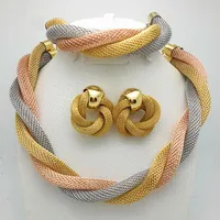 Серьги Ожерелье 2021 Мода Африканские бусы Ювелирные Изделия Комплект Бренд Дубай Золотой Красочный Нигерийц для Женщин Bridal Bijoux