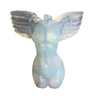 천연 크리스탈 선물 Topaz 흑요석 오팔 조각 모델 천사 동상 보석 치유 Reiki 쿼츠 미네랄 부적 홈 장식