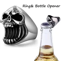 Punk Bottle Otwieracz Pierścionki Mężczyźni Hip Hop Skull Cool Moda Ring Gothic Jewelry Mężczyzna Unisex Vintage Akcesoria