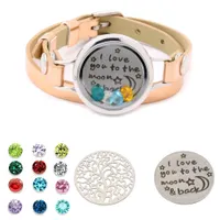 Floating Charm Living Memory Lockets Bracelet Glass Bangle with leather bands strap Gifts for Mom Girls Family