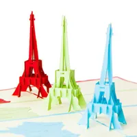 Grußkarten 3D Papier Skulptur von Eiffelturm-Karte Falten Einladung Dekorative Handwerker Event Partei liefert Geburtstagsgeschenk