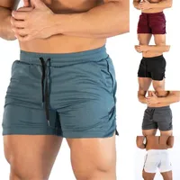 男性固体弾性ウエストトレーニングトレーニングショーツパンツ巾着スポーツの脱落のズボンのカジュアルなフィットネスショートス1