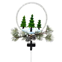 Outdoor Solar Christmas Light Decorations Xmas Tree with Faux Pine Cones Foliage Garden Decorative Stake for Patio Landscape Q0811