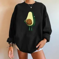 Women's Hoodies & Sweatshirts Avocado Print Funny Women Long Sleeve Pullovers Streetwear Casual Drop-shoulder Kawaii Sweatshirt Tops