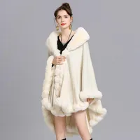 Sjaals elegante luxe vrouwen bruiloft cape wit gebreide cardigan sjaal sjaal mantel faux bont wraps winter warme bruids zwarte bordeaux grijs