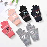 Açık kalınlaşmış eldiven 1 çift moda yarı-parmak eldivenleri rahat nötr kış sıcak örme eldiven kadınlar kızlar için